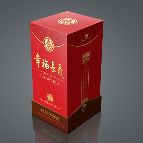 飲品包裝設(shè)計(jì)-幸福長壽白酒包裝設(shè)計(jì)|成都白酒壽宴專用酒酒盒酒瓶酒標(biāo)瓶型瓶蓋包裝盒設(shè)計(jì)效果圖