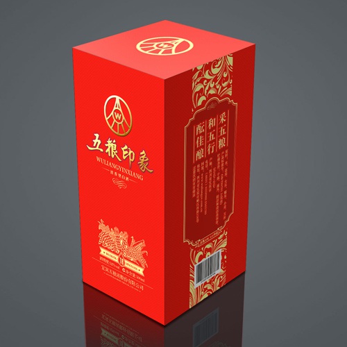 飲品包裝設(shè)計-五糧印象濃香型白酒包裝設(shè)計|宜賓五糧液股份公司白酒酒盒包裝設(shè)計效果圖