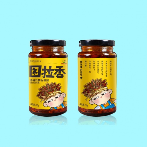 食品包裝設(shè)計-圖拉香竹筍醬包裝設(shè)計_四川特色香辣醬下飯菜品牌策劃及罐身設(shè)計